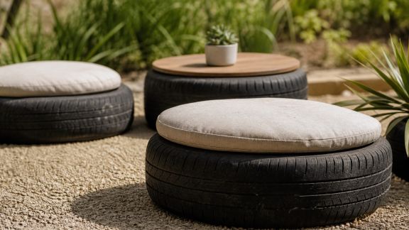 Upcycler des pneus en assises confortables pour le jardin
