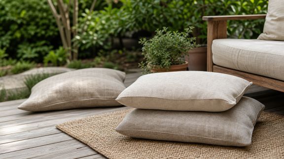 Aménager un coin lecture extérieur avec des coussins imperméables DIY