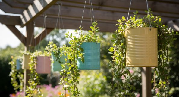 Créer des Jardinières Suspensions avec des Conserves Recyclées