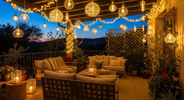 Décorer votre terrasse avec des guirlandes lumineuses faites maison