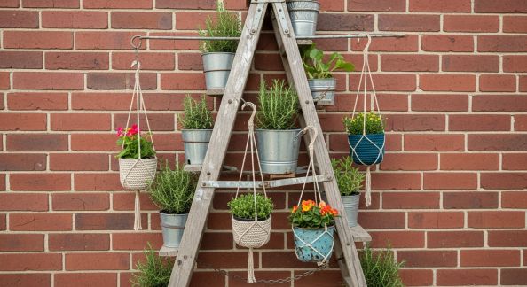 Transformer une Vieille Échelle en Porte-Plantes Original