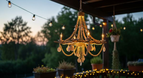 Éclairer votre terrasse avec un lustre DIY en perles et matériaux naturels