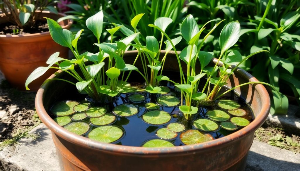 Plantes aquatiques : le charme rustique d'un récipient en cuivre pour votre jardin