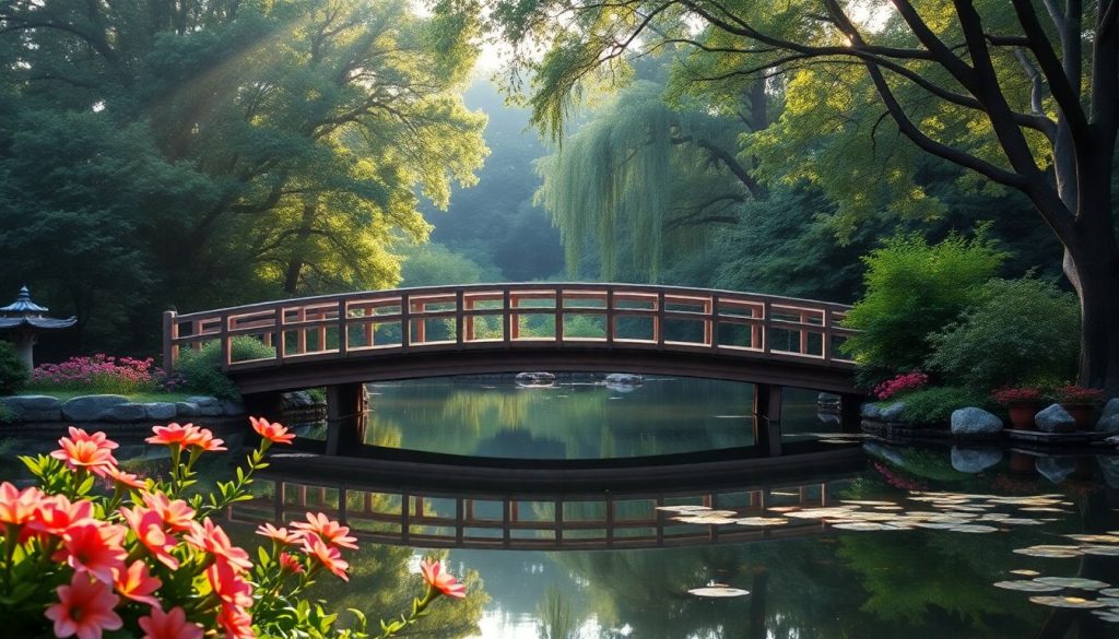 Pont japonais : un passage enchanteur au-dessus de votre bassin