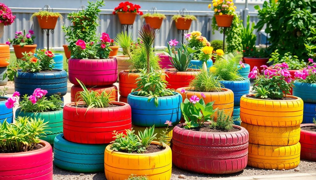Recyclage créatif : donnez une seconde vie à vos vieux pneus en jardinières colorées