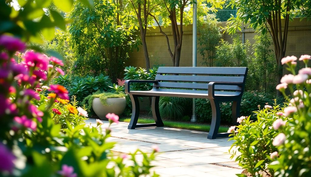 Un banc intégré dans le jardin : le mariage parfait entre design et confort