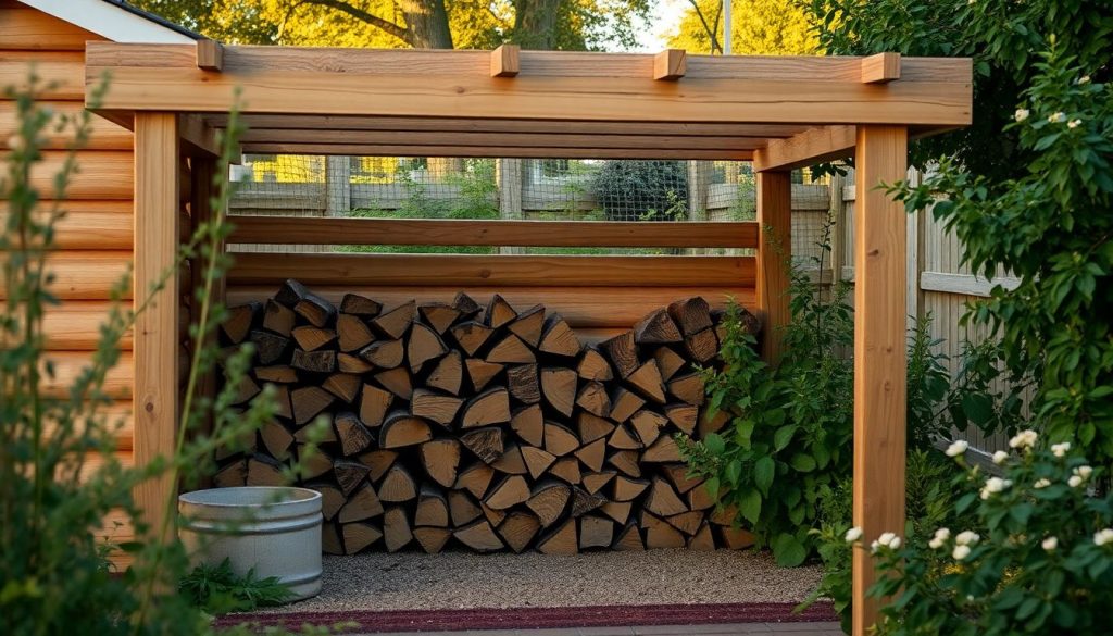 Un enclos à bois pratique et esthétique : le rangement qui embellit votre jardin