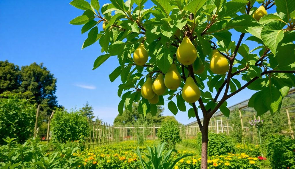 un poirier dans potager